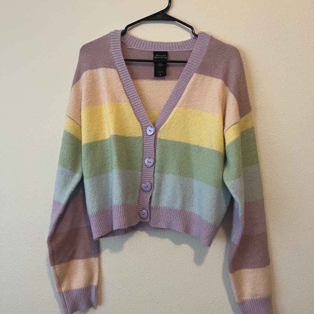 Striped Pastel Button-Up Cardigan